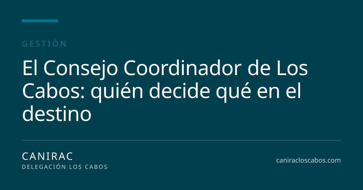 Portada: El Consejo Coordinador de Los Cabos: quién decide qué en el destino